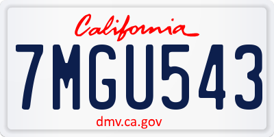 CA license plate 7MGU543