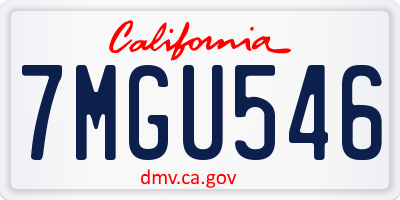 CA license plate 7MGU546