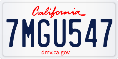 CA license plate 7MGU547