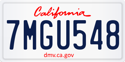 CA license plate 7MGU548