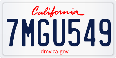 CA license plate 7MGU549