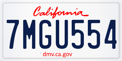 CA license plate 7MGU554