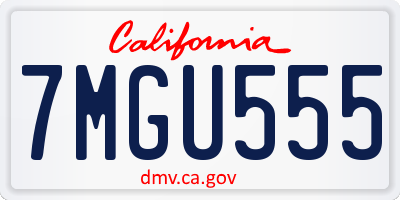 CA license plate 7MGU555