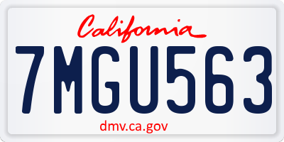 CA license plate 7MGU563