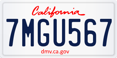 CA license plate 7MGU567