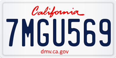 CA license plate 7MGU569