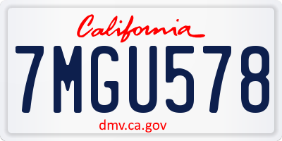 CA license plate 7MGU578