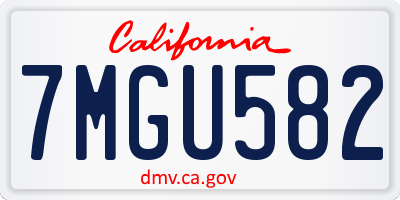 CA license plate 7MGU582