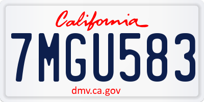 CA license plate 7MGU583