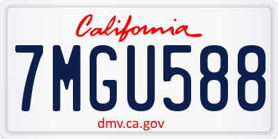 CA license plate 7MGU588