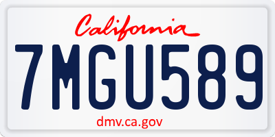 CA license plate 7MGU589