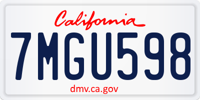 CA license plate 7MGU598