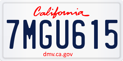 CA license plate 7MGU615