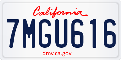 CA license plate 7MGU616