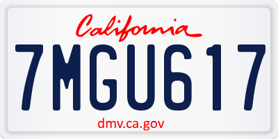 CA license plate 7MGU617