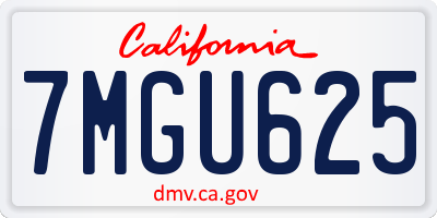 CA license plate 7MGU625