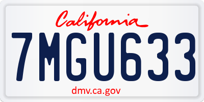 CA license plate 7MGU633