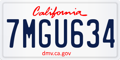 CA license plate 7MGU634