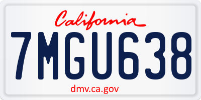 CA license plate 7MGU638