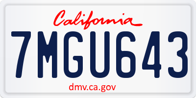 CA license plate 7MGU643