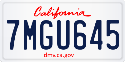 CA license plate 7MGU645