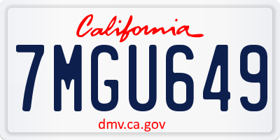 CA license plate 7MGU649