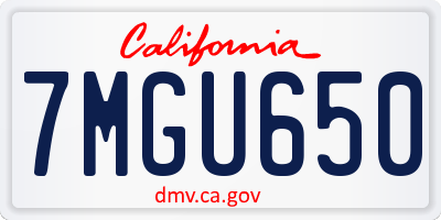 CA license plate 7MGU650