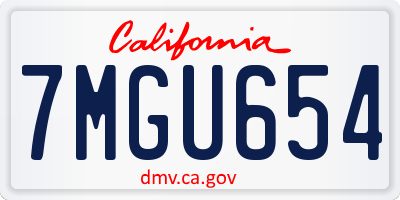 CA license plate 7MGU654