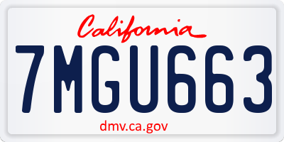 CA license plate 7MGU663