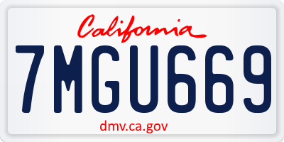 CA license plate 7MGU669