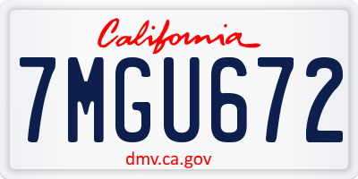 CA license plate 7MGU672