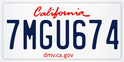 CA license plate 7MGU674