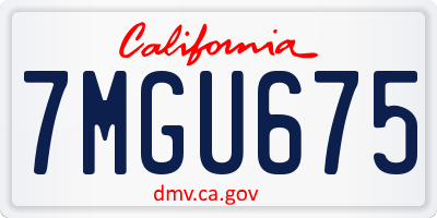 CA license plate 7MGU675