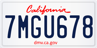 CA license plate 7MGU678
