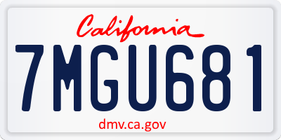 CA license plate 7MGU681