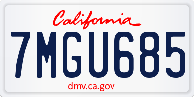 CA license plate 7MGU685