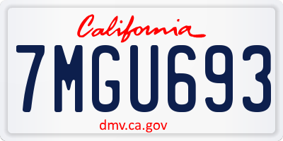 CA license plate 7MGU693