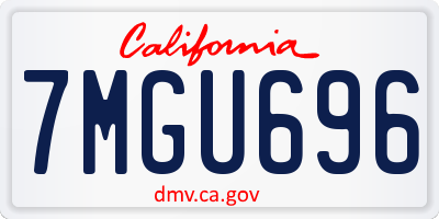 CA license plate 7MGU696
