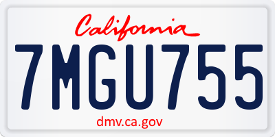 CA license plate 7MGU755