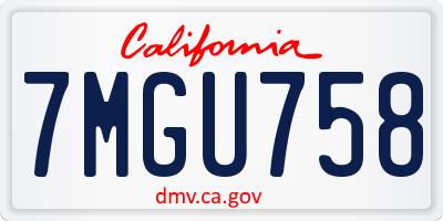 CA license plate 7MGU758