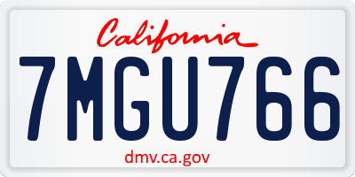CA license plate 7MGU766