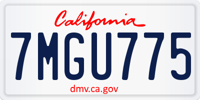 CA license plate 7MGU775