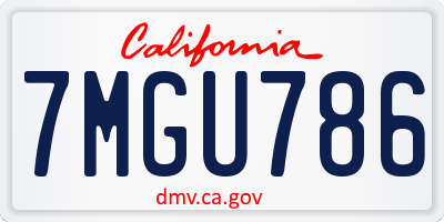 CA license plate 7MGU786