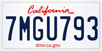 CA license plate 7MGU793