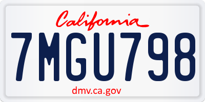 CA license plate 7MGU798