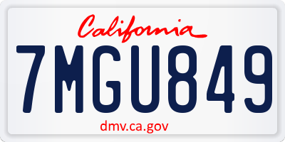 CA license plate 7MGU849