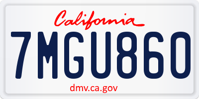 CA license plate 7MGU860