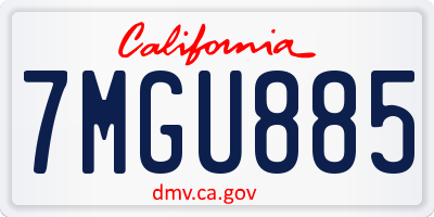 CA license plate 7MGU885