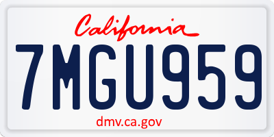 CA license plate 7MGU959