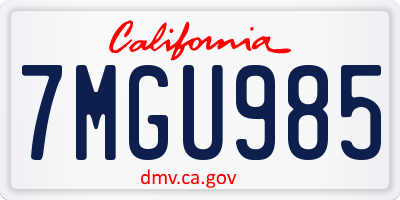 CA license plate 7MGU985